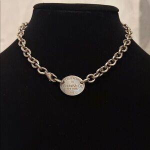Tiffany & Co Return to Tiffany Round Tag Necklace 14” Sterling Silver 925